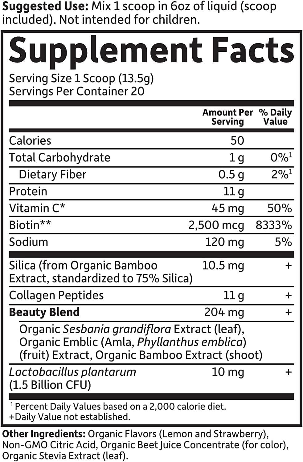 image:imageGarden of Life Grass Fed Collagen Beauty Strawberry Lemonade 20 Servings Powder for Women Men Hair Skin Nails Hydrolyzed Collagen Peptides Protein Powder SupplementStrawberry Lemonade