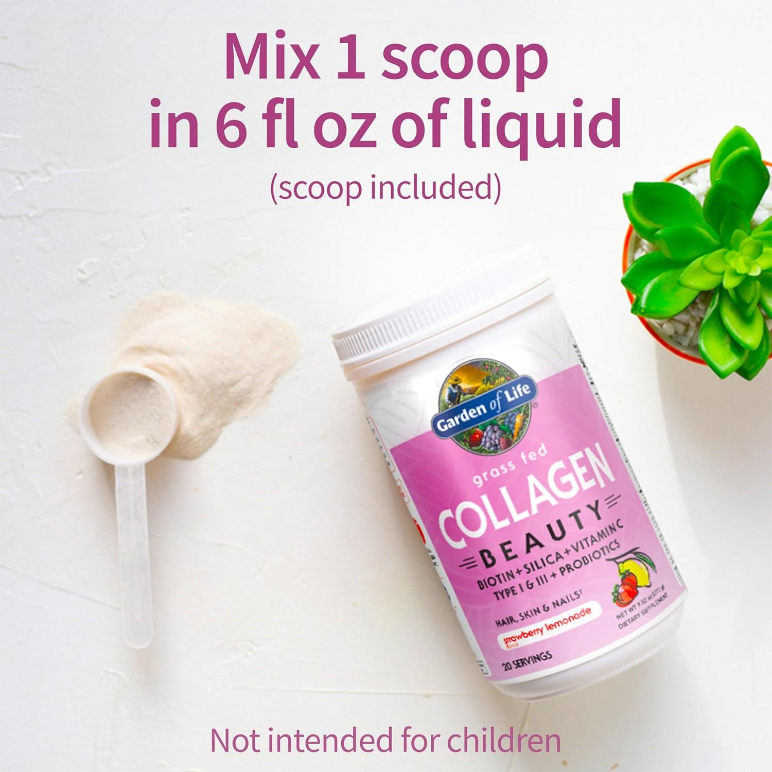 image:imageGarden of Life Grass Fed Collagen Beauty Strawberry Lemonade 20 Servings Powder for Women Men Hair Skin Nails Hydrolyzed Collagen Peptides Protein Powder SupplementStrawberry Lemonade