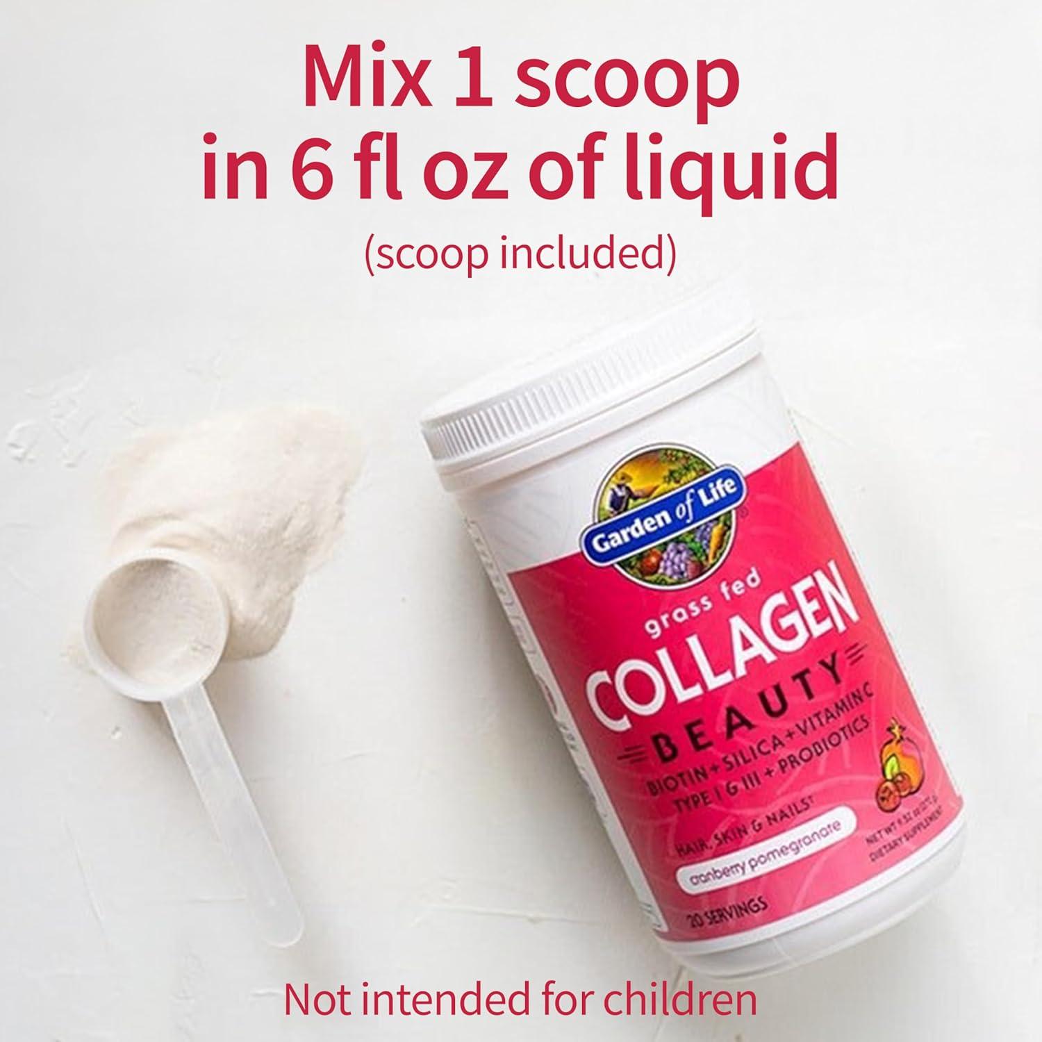 image:imageGarden of Life Grass Fed Collagen Beauty Strawberry Lemonade 20 Servings Powder for Women Men Hair Skin Nails Hydrolyzed Collagen Peptides Protein Powder SupplementCranberry Pomegranate