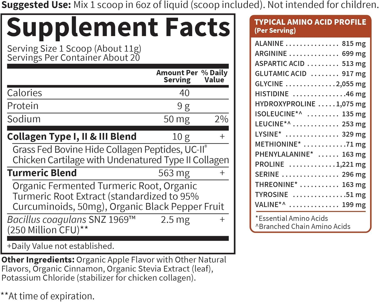 image:imageGarden of Life MultiSourced Collagen Peptides Turmeric Powder Apple Cinnamon 20 Servings for Women Men Joints Mobility Hydrolyzed Collagen Protein Powder Supplements