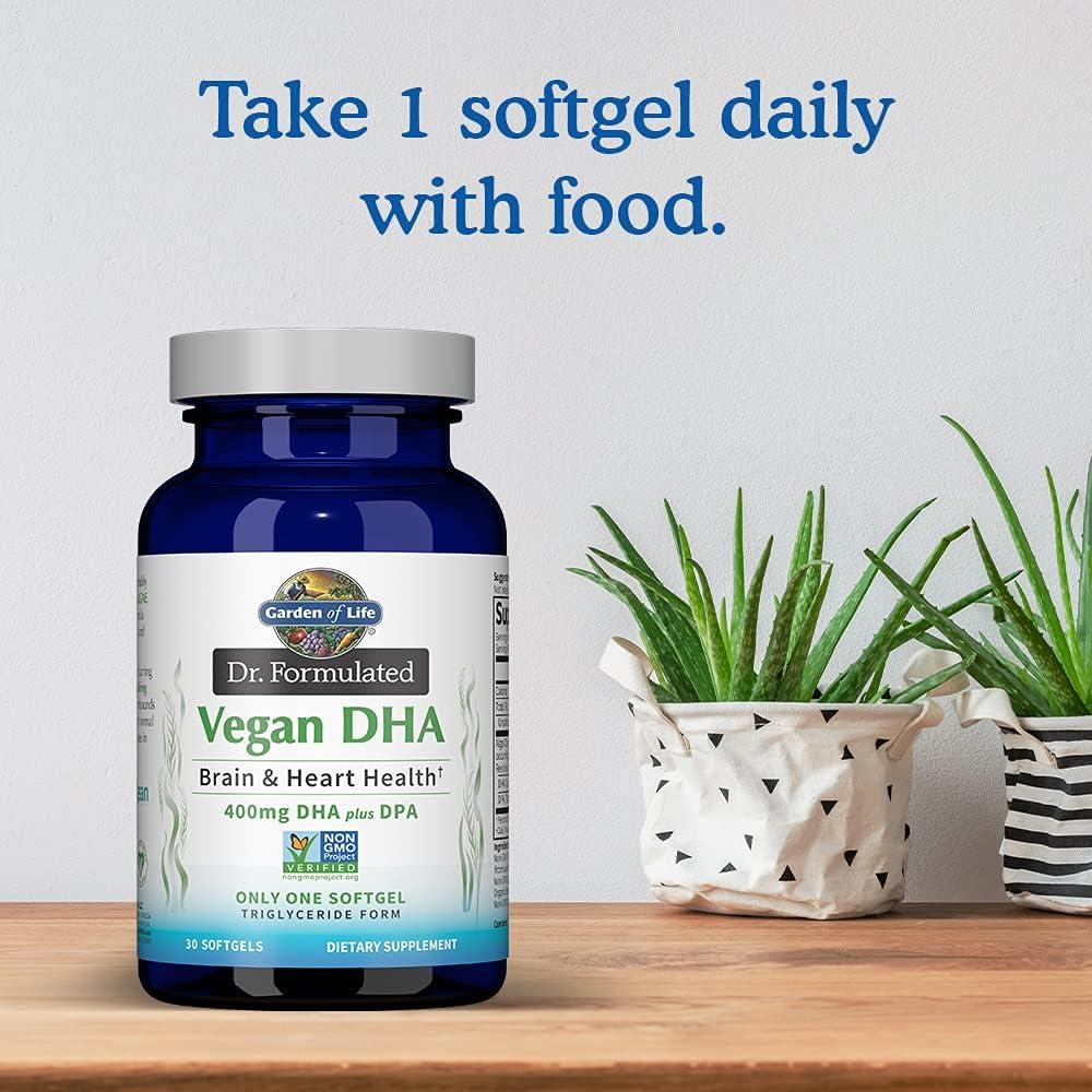 image:imageGarden of Life Omega 3 Vegan DHA Supplements Dr Formulated Vegan DHA 400mg DHA amp 90mg DPA in Triglyceride Form from a Single Source Omega 3 Supplement for Womens and Mens Health 30 Softgels