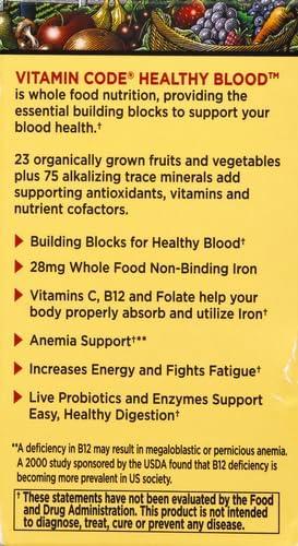 image:imageGarden of Life Vitamin Code Healthy Blood Iron Supplement for Women 60 Vegan Capsules with Vitamins B C Trace Minerals Fruit Veggies Probiotics for Energy and Anemia SupportUnflavored