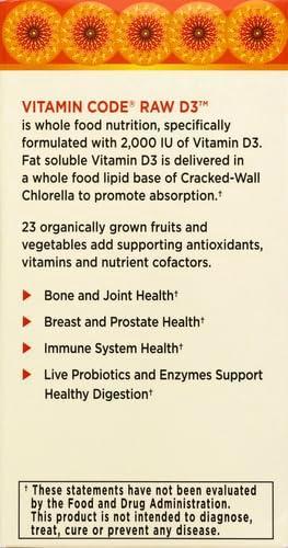image:imageGarden of Life Vitamin D Vitamin Code Raw D3 Vitamin D 2000 IU Raw Whole Food D3 Supplements with Chlorella Fruit Veggies amp Probiotics for Bone amp Immune Health 60 Vegetarian Capsules120 Count Pack of 2