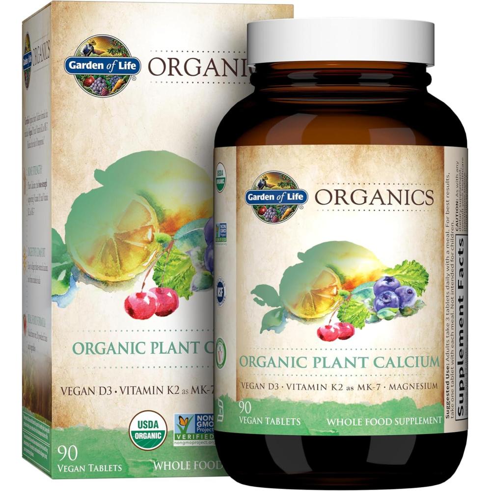 image:imageGarden of Life Calcium Supplement with Magnesium amp Organic Vitamin D3 K2 Made from Whole Foods GlutenFree 90 Count90 Count Pack of 1