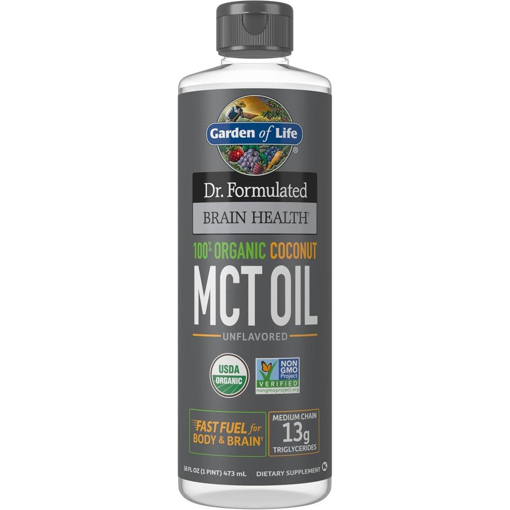 image:imageGarden of Life Dr Formulated Brain Health 100 Organic Coconut MCT Oil 16 fl oz Unflavored 13g MCTs Body amp Brain Fuel Certified NonGMO Vegan amp Gluten Free HexaneFree