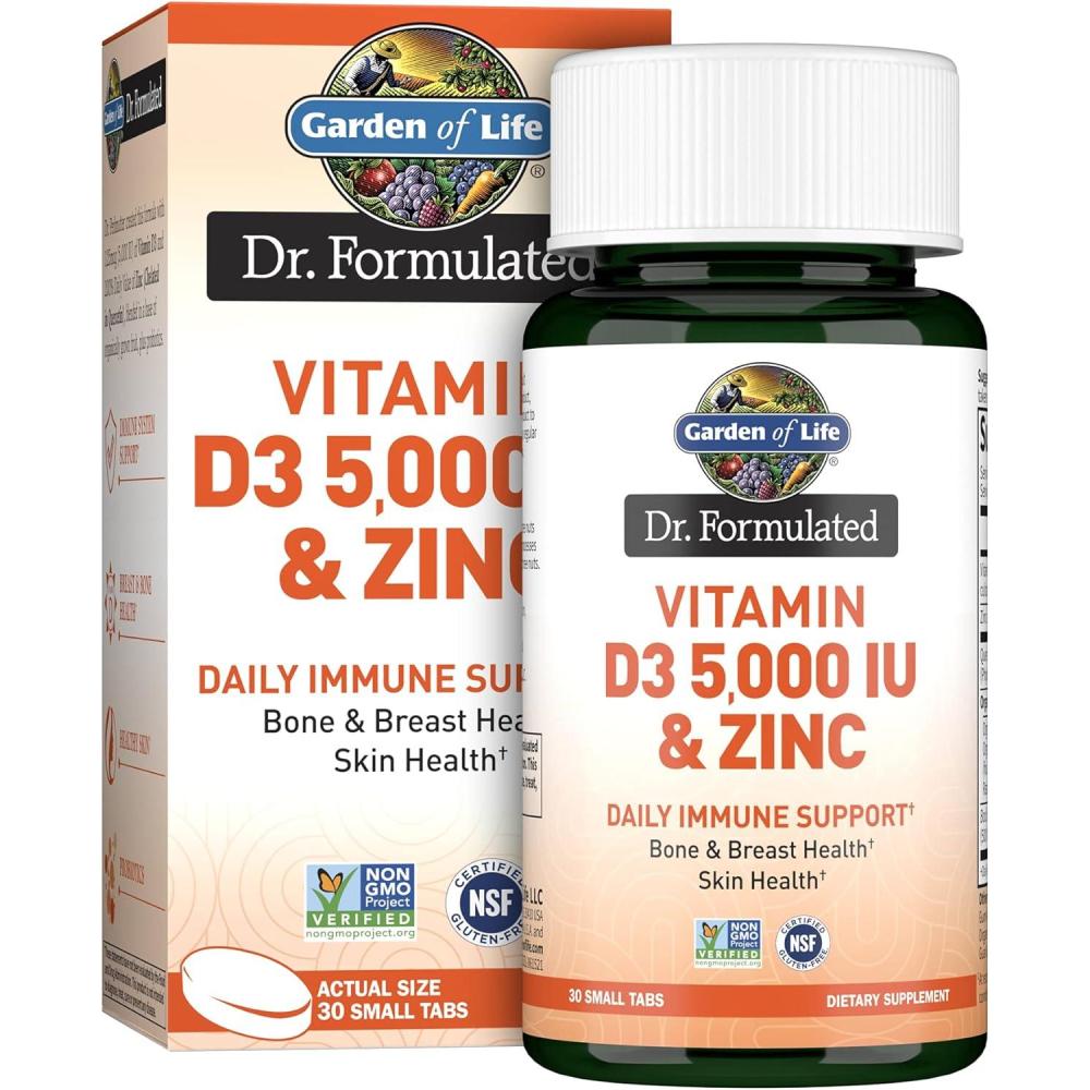 image:imageGarden of Life Dr Formulated Vitamin D3 amp Zinc Quercetin Once Daily Supplement  Immune Support amp Breast Health NonGMO GlutenFree 30 Small Tabs