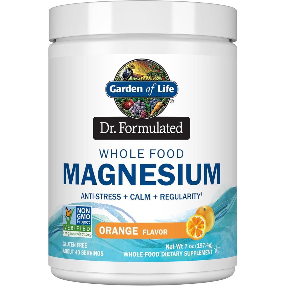 image:imageGarden of Life Dr Formulated Whole Food Magnesium Powder with Probiotics  Stress amp Sleep Support NonGMO GlutenFree Vegan Raspberry Lemon Flavor 40 ServingsOrange Powder