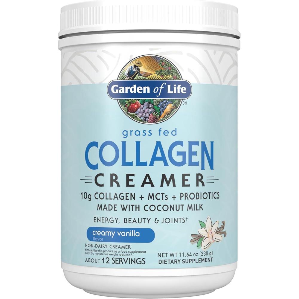 image:imageGarden of Life Grass Fed Collagen Creamer Powder  Creamy Vanilla 12 Servings Powder for Coffee Energy Beauty Joints Collagen Peptides with Coconut MCTs Keto Protein Supplements