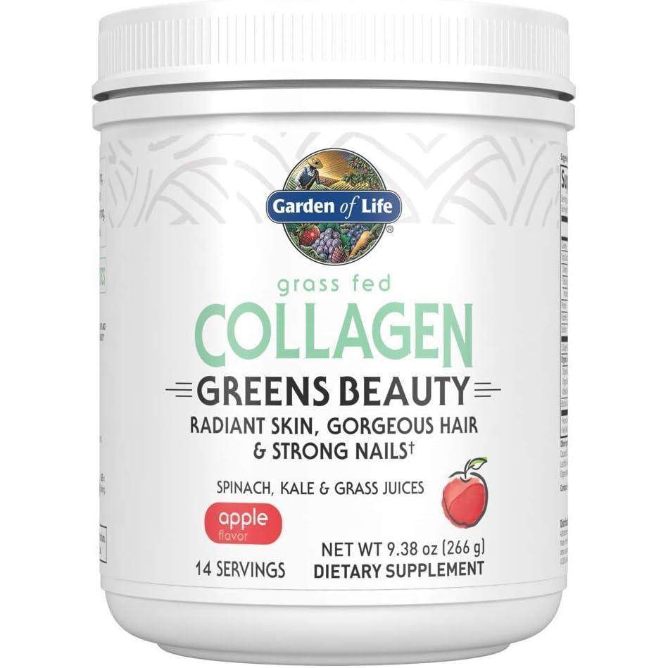 image:imageGarden of Life Grass Fed Collagen Greens Beauty Powder Apple 14 Servings Powder for Women Skin Hair Nails Joints Collagen Peptides Powder Protein Greens Supplement