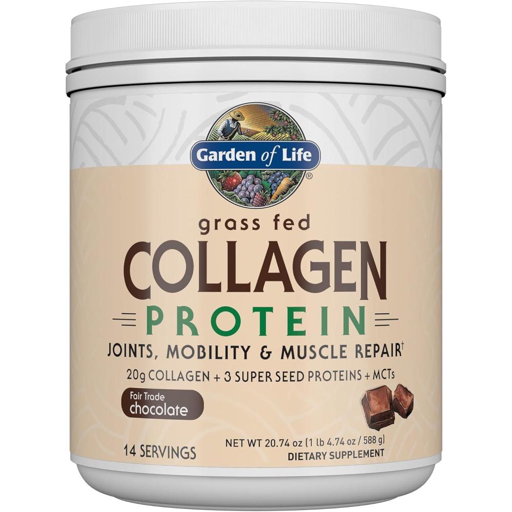 image:imageGarden of Life Grass Fed Collagen Protein Powder  Chocolate 14 Servings Powder for Joints Mobility Muscle Repair Collagen Peptides  Super Seeds  Coconut MCTs Keto SupplementChocolate