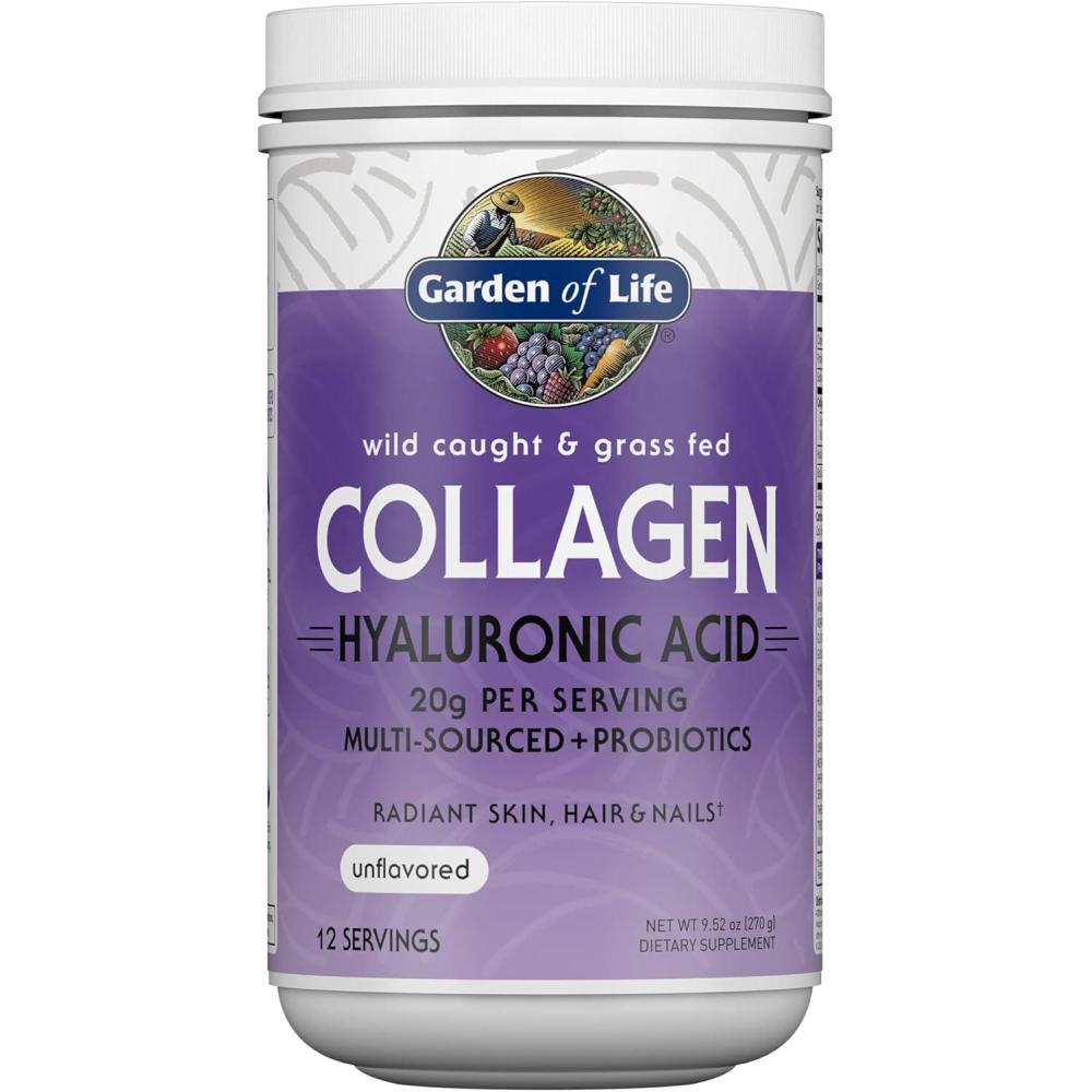 image:imageGarden of Life Marine amp GrassFed Collagen Peptides Powder Supplement Type I III with Probiotics BCAAs amp Hyaluronic Acid for Radiant Hair Skin amp Nails Unflavored 20g per serving 12 Servings952 Ounce Pack of 1