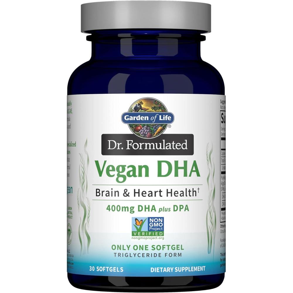 image:imageGarden of Life Omega 3 Vegan DHA Supplements Dr Formulated Vegan DHA 400mg DHA amp 90mg DPA in Triglyceride Form from a Single Source Omega 3 Supplement for Womens and Mens Health 30 Softgels