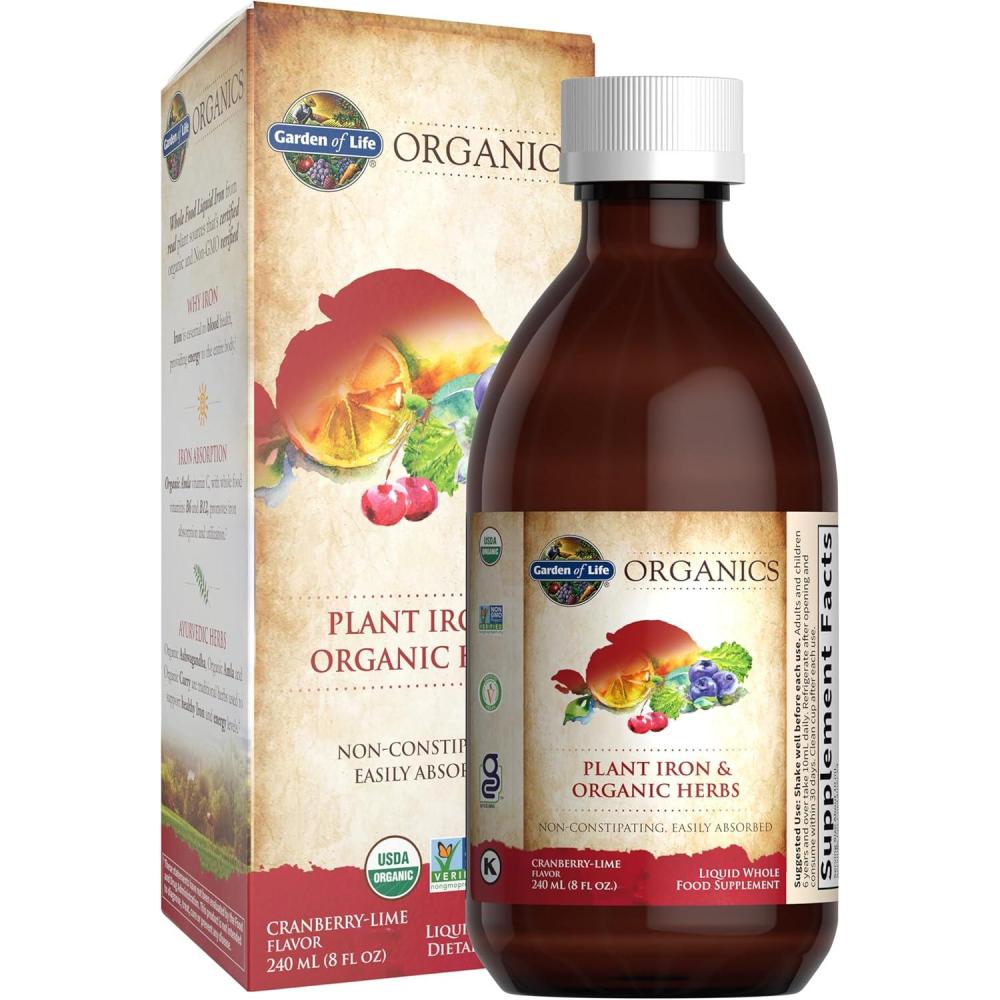 image:imageGarden of Life Organics Plant Iron amp Organic Herbs Organic PlantSourced Iron Herbs CranberryLime Liquid 8oz Liquid