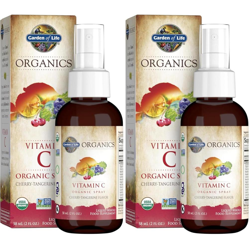 image:imageGarden of Life Organics Vitamin C Spray Featuring Amla Berry Liquid Vitamin C Supplement for Immune amp Skin Health Support USDA Organic NonGMO Vegan Cherry Tangerine Flavor 2 Fl Oz Bottle2 Fl Oz Pack of 2