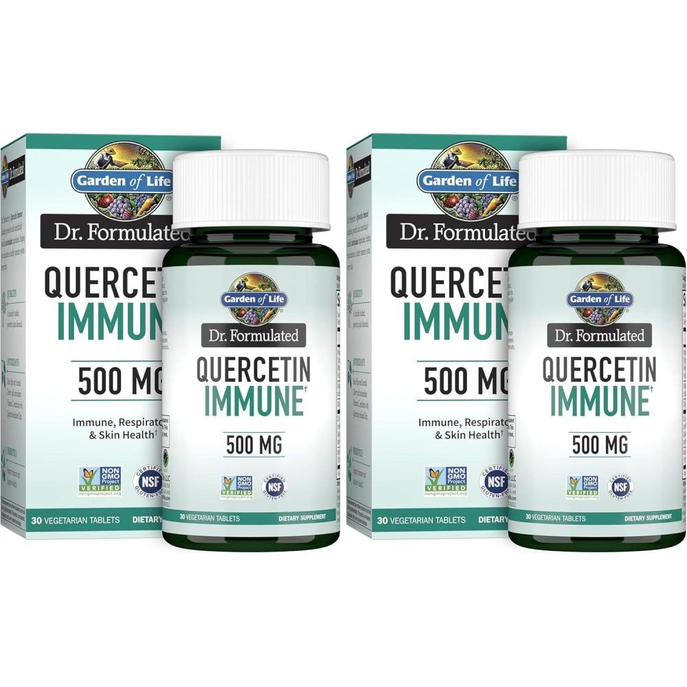 image:imageGarden of Life Quercetin Once Daily Immune System Support Supplement with Vitamin C D amp Probiotics  Dr Formulated  Immune Health Respiratory and Skin Health Gluten Free Non GMO  30 tablets352 Ounce Pack of 2