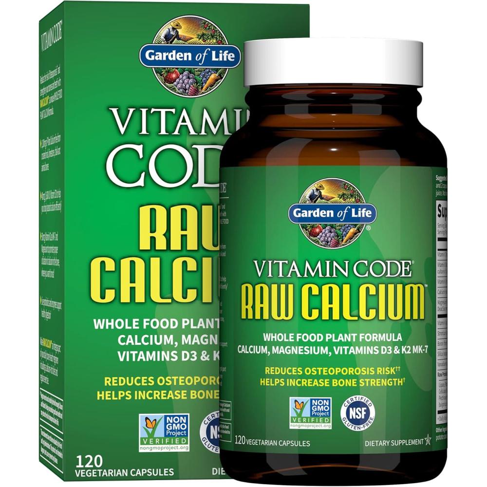image:imageGarden of Life Raw Calcium Supplement for Women and Men  Vitamin Code Made from Whole Foods with Magnesium K2 Vitamin D3 and Vitamin C Plus Probiotics for Digestion 60 Capsules120 Count Pack of 1