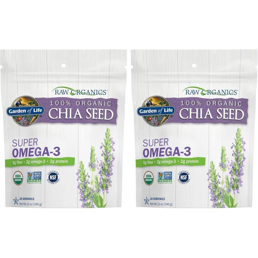 image:imageGarden of Life Raw Organics 100 Organic Chia Seeds for Smoothies and Pudding Whole Seed Foods with Omega 3 Superfood 28 Servings12 Ounce Pack of 2
