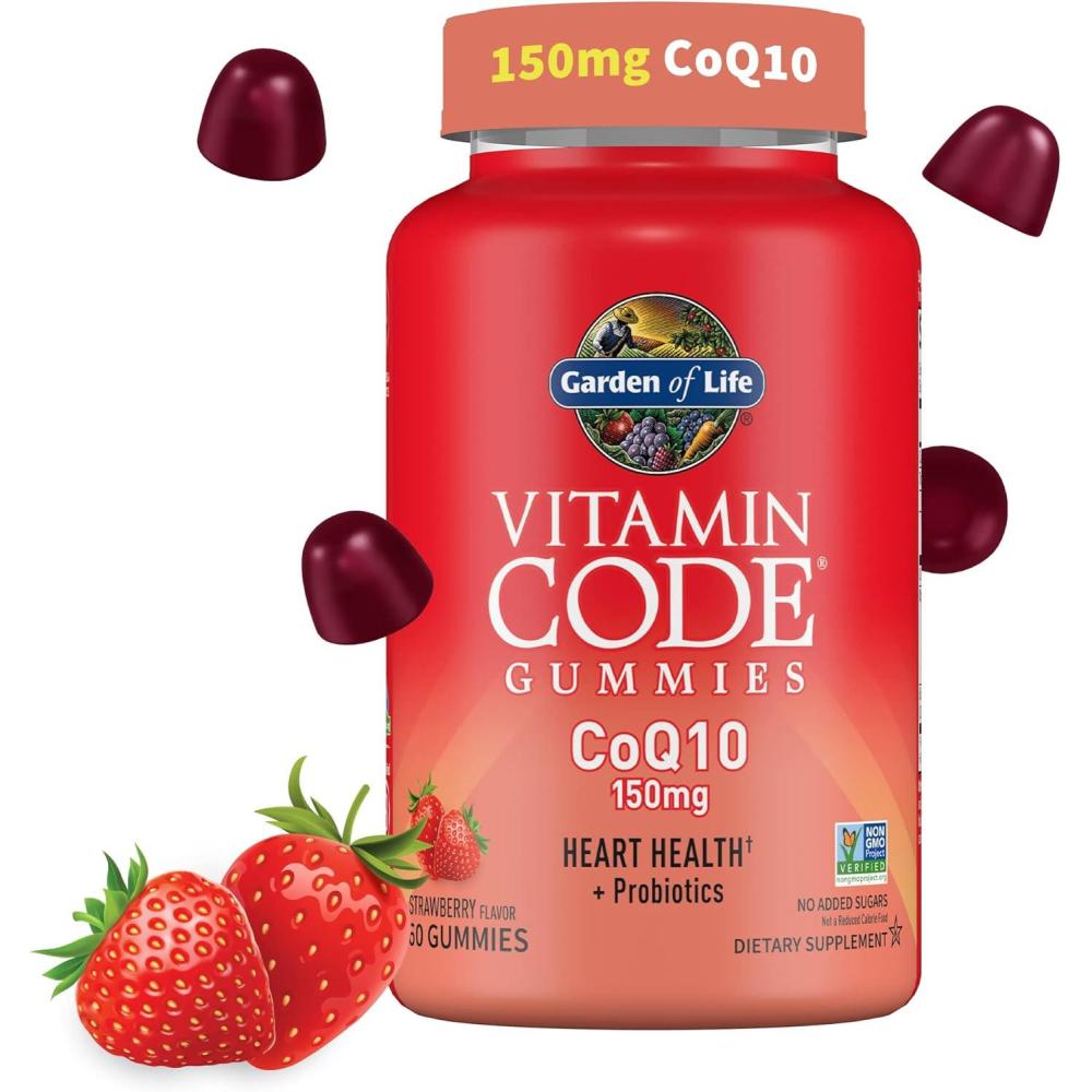 image:imageGarden of Life Vitamin Code CoQ10 Gummies  Heart Health and Cellular Energy Support with Prebiotics and Probiotics GlutenFree NonGMO Strawberry Flavor 60 Gummies60 Count