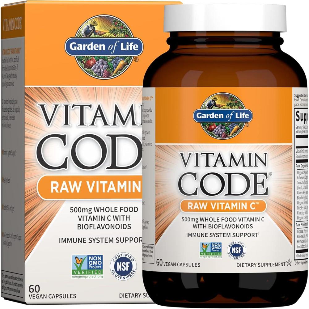 image:imageGarden of Life Vitamin Code Raw Vitamin C 60 Capsules 500mg Whole Food Vitamin C Capsules Fruit amp Veggie Blend amp Probiotics Supplements for Adults Vegan Gluten Free60 Count Pack of 1