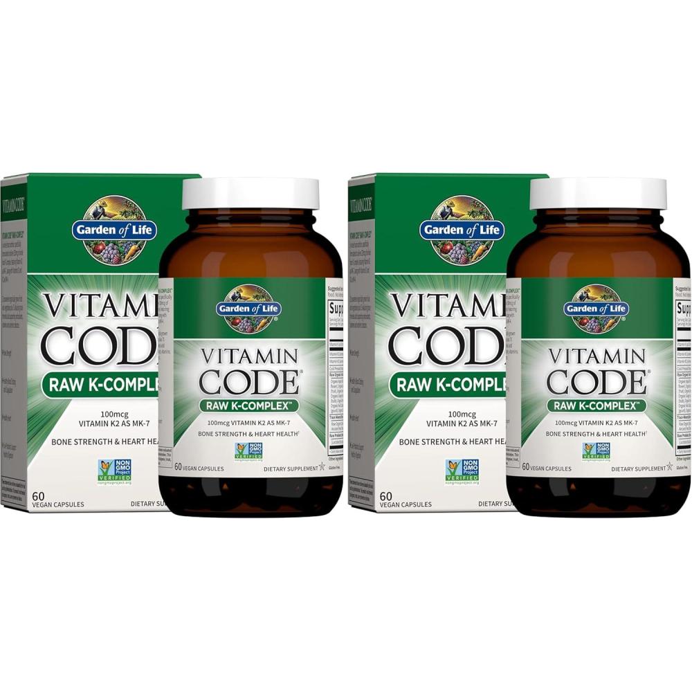 image:imageGarden of Life Vitamin K2 and K1 Vitamin Code Vegan K Complex Vitamin for Bone Strength and Heart Health Omega Rich Flax Seed Oil Trace Minerals Probiotics 60 Day Supply60 Count Pack of 2