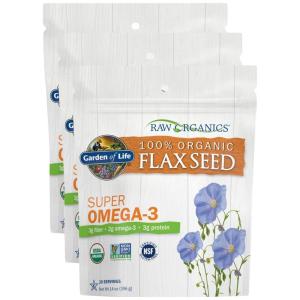 Garden of Life 100% Organic Ground Flax Seed, Cold Milled Premium Golden Flaxseed Meal for Women and Men, 2g Omega 3, Lignans, 3g Fiber, 3g Protein, One Ingredient, Preservative Free, 28 Servings(14 Ounce (Pack of 3))