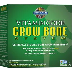 Garden of Life Calcium Supplement – Vitamin Code Grow Bone Made with Whole Foods, Strontium, Magnesium, K2 MK7, Vitamin D3 & C Plus Probiotics for Gut Health, 30 Day Supply