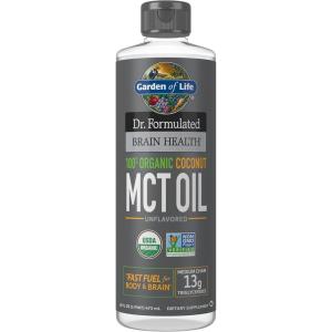 Garden of Life Dr. Formulated Brain Health 100% Organic Coconut MCT Oil 16 fl oz Unflavored, 13g MCTs, Body & Brain Fuel, Certified Non-GMO Vegan & Gluten Free, Hexane-Free