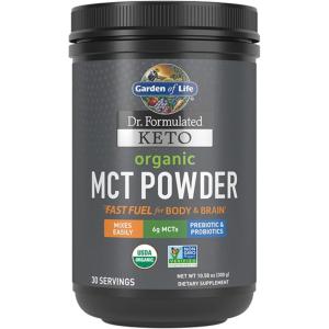 Garden of Life Dr. Formulated Keto Organic MCT Powder – 30 Servings, 6g MCTs from Coconuts plus Prebiotic Fiber & Probiotics, Certified Organic, Non-GMO, Vegan, Gluten Free(10.58 Ounce (Pack of 1))