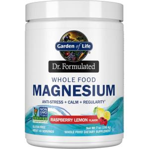 Garden of Life Dr. Formulated Whole Food Magnesium Powder with Probiotics – Stress & Sleep Support, Non-GMO, Gluten-Free, Vegan, Raspberry Lemon Flavor, 40 Servings(Raspberry Lemon Powder)