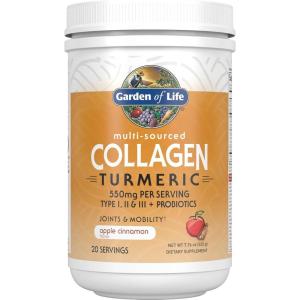 Garden of Life Multi-Sourced Collagen Peptides + Turmeric Powder – Apple Cinnamon, 20 Servings, for Women Men Joints Mobility, Hydrolyzed Collagen Protein Powder Supplements