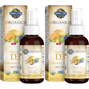 Garden of Life Organics Vegan Vitamin D3 Spray with Plant Omegas – Liquid Vitamin D3 for Immune Support & Bone Health, 1000 IU, USDA Organic, Non-GMO, Vanilla Flavor, 2 Fl Oz Bottle, 125 Servings(2 Fl Oz (Pack of 2))
