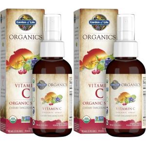 Garden of Life Organics Vitamin C Spray Featuring Amla Berry – Liquid Vitamin C Supplement for Immune & Skin Health Support, USDA Organic, Non-GMO, Vegan, Cherry Tangerine Flavor, 2 Fl Oz Bottle(2 Fl Oz (Pack of 2))