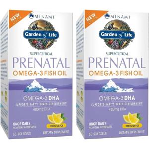 Garden of Life Prenatal DHA Omega 3 Fish Oil Supplement – Minami Natural Prenatal, Lemon, 30 Softgels(60 Count (Pack of 2))