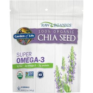 Garden of Life Raw Organics 100% Organic Chia Seeds for Smoothies and Pudding, Whole Seed Foods with Omega 3 Superfood, 28 Servings(12 Ounce (Pack of 1))