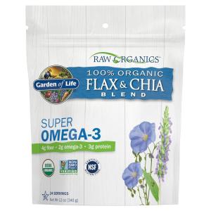Garden of Life Raw Organics 100% Organic Ground Flax Seed & Chia Blend, Gluten Free Golden Flaxseed Meal plus Premium Black Chia Seeds, 24 Servings(Unflavored)
