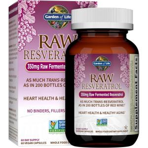 Garden of Life Raw Resveratrol Supplement with Probiotics & Digestive Enzymes – Antioxidant Support for Heart Health & Healthy Aging, Non-GMO, Vegan, 60 Vegan Capsules(Unflavored)