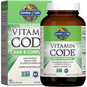 Garden of Life Vitamin B Complex, 60 Vegan Capsules, High Potency Vitamins for Energy & Metabolism with B6, Folate & B12 as Methylcobalamin Plus Probiotics