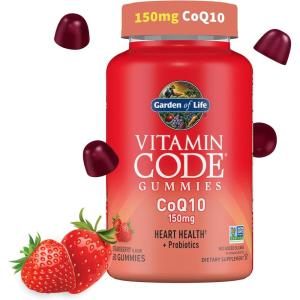 Garden of Life Vitamin Code CoQ10 Gummies – Heart Health and Cellular Energy Support with Prebiotics and Probiotics, Gluten-Free, Non-GMO, Strawberry Flavor, 60 Gummies(60 Count)