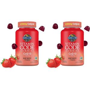 Garden of Life Vitamin Code CoQ10 Gummies – Heart Health and Cellular Energy Support with Prebiotics and Probiotics, Gluten-Free, Non-GMO, Strawberry Flavor, 60 Gummies(60 Count (Pack of 2))
