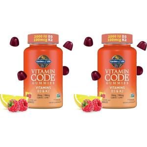 Garden of Life Vitamin Code D3 & K2 Gummies with Prebiotics and Probiotics – Bone Health, Immune Health, and Digestive Support, Non-GMO, Gluten-Free, Raspberry Lemon Flavor, 45 Gummies(45 Count (Pack of 2))