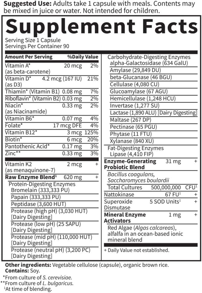 image:imageGarden of Life 22 Digestive Enzymes for Women 50 amp Over with Bromelain Papain amp Lactase plus Probiotics amp Vitamins B12 Biotin amp Zinc RAW Enzymes NonGMO GlutenFree Vegetarian 90 capsules