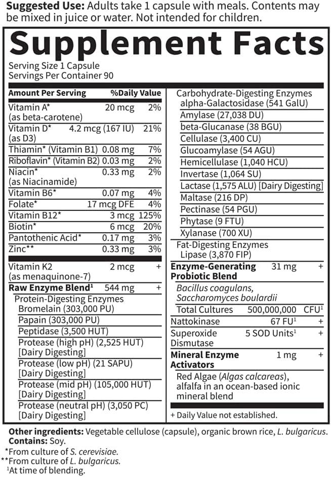 image:imageGarden of Life 22 Powerful Raw Enzymes for Women with Papain Bromelain Lactase plus Probiotics and Vitamins B12 Biotin and Zinc Dietary Supplement with Digestive Enzymes Vegetarian 90 Capsules