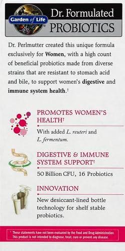 image:imageGarden of Life Once Daily Dr Formulated Probiotics for Women 50 Billion CFU 16 Probiotic Strains with Organic Prebiotics for Digestive Vaginal amp Immune Health Dairy Free Shelf Stable 30 Capsules30 Count Pack of 6