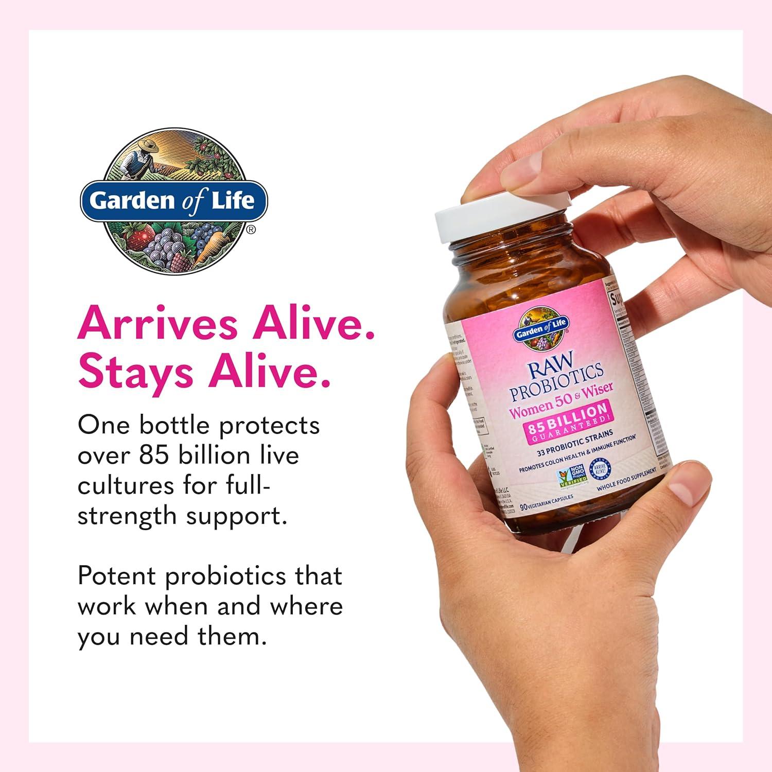 image:imageGarden of Life Raw Probiotics Women 50 amp Wiser 85 Billion Live Cultures Probiotic Supplement with Bulgarian Yogurt amp Eastern Europe Wild Kefir Culture 90 Vegetarian Capsules