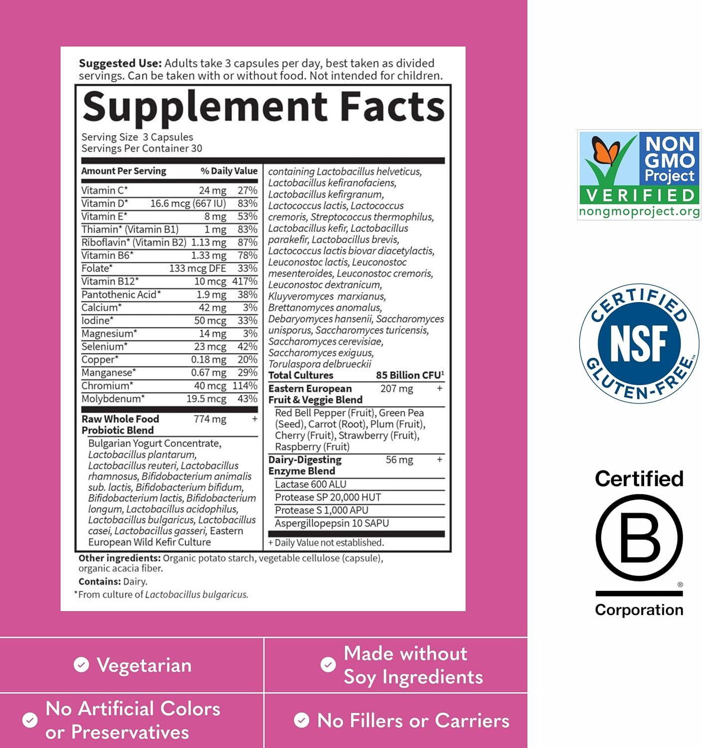 image:imageGarden of Life Raw Probiotics Women 50 amp Wiser 85 Billion Live Cultures Probiotic Supplement with Bulgarian Yogurt amp Eastern Europe Wild Kefir Culture 90 Vegetarian Capsules