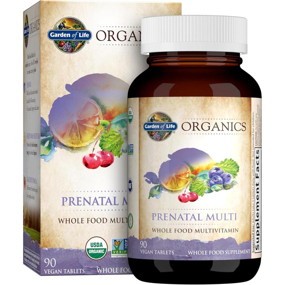 image:imageGarden of Life Organics Prenatal Multivitamin with Folate B6 B12 D3 amp Iron  Prenatal Vitamins for Women with Energy Metabolism Support for Healthy Fetal Development NonGMO Vegan 30 ServingsUnflavored