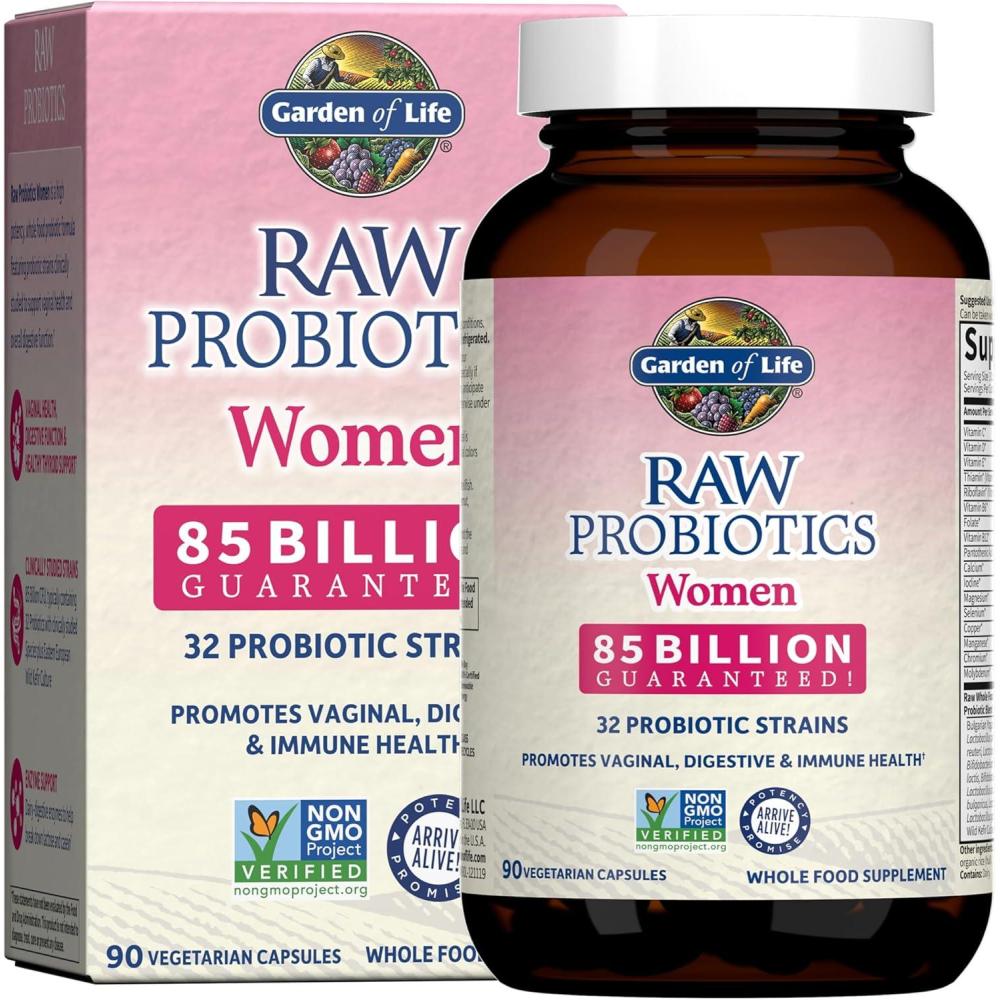 image:imageGarden of Life Raw Probiotics Women  32 Strains  Dietary Supplement for Immune Digestive amp Vaginal Health Support  Aids Female Health  90 Vegetarian Capsules