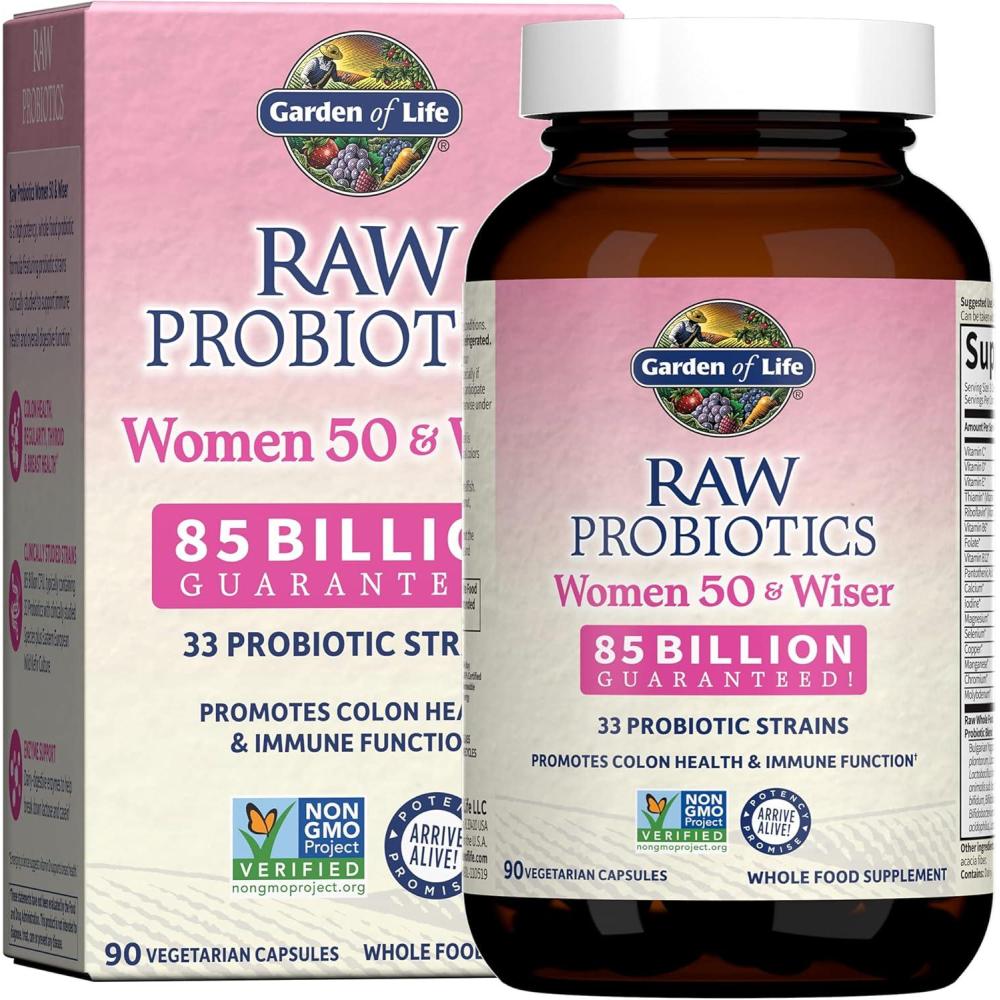 image:imageGarden of Life Raw Probiotics Women 50 amp Wiser  85 Billion Live Cultures  Probiotic Supplement with Bulgarian Yogurt amp Eastern Europe Wild Kefir Culture  90 Vegetarian Capsules