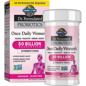 Garden of Life Once Daily Dr. Formulated Probiotics for Women 50 Billion CFU 16 Probiotic Strains with Organic Prebiotics for Digestive, Vaginal & Immune Health, Dairy Free, Shelf Stable 30 Capsules(30 Count (Pack of 6))