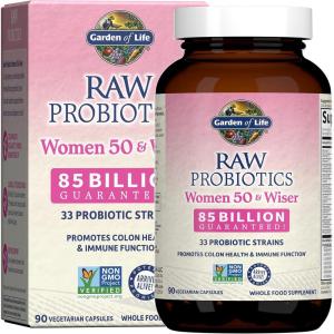Garden of Life Raw Probiotics Women 50 & Wiser – 85 Billion Live Cultures – Probiotic Supplement with Bulgarian Yogurt & Eastern Europe Wild Kefir Culture – 90 Vegetarian Capsules
